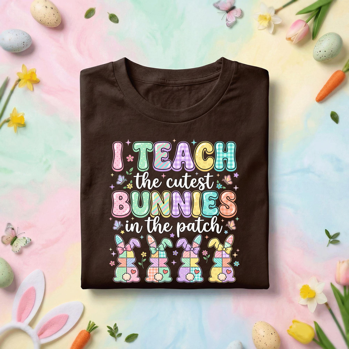 I Teach The Cutest Bunnies In The Patch Easter Teacher Shirt Cute Bunny Teacher Tee Funny Easter Teacher Gift Spring ...