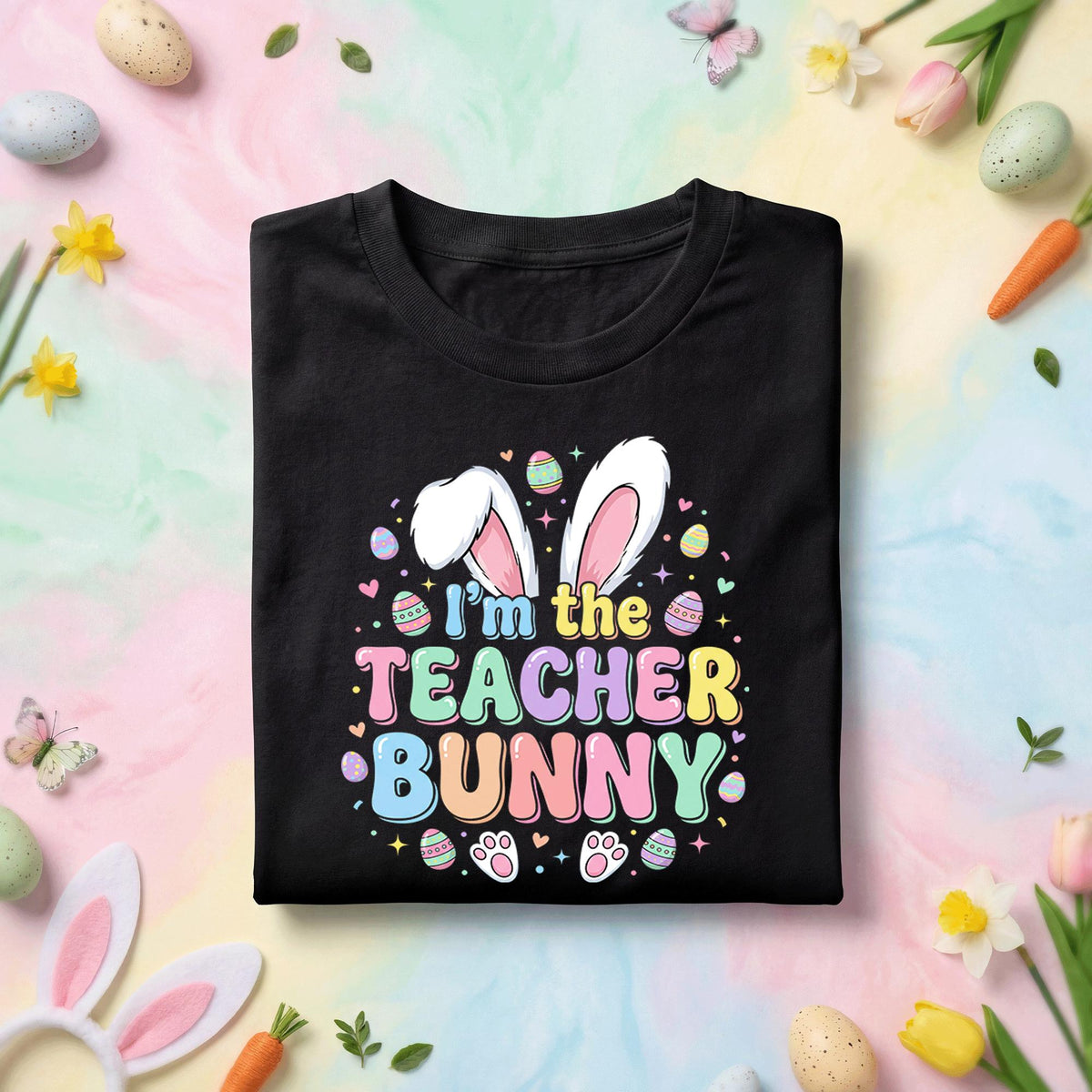 I'm The Teacher Bunny Easter Teacher Shirt Cute Bunny Teacher Tee Funny Easter Teacher Gift Pastel Spring Classroom S...