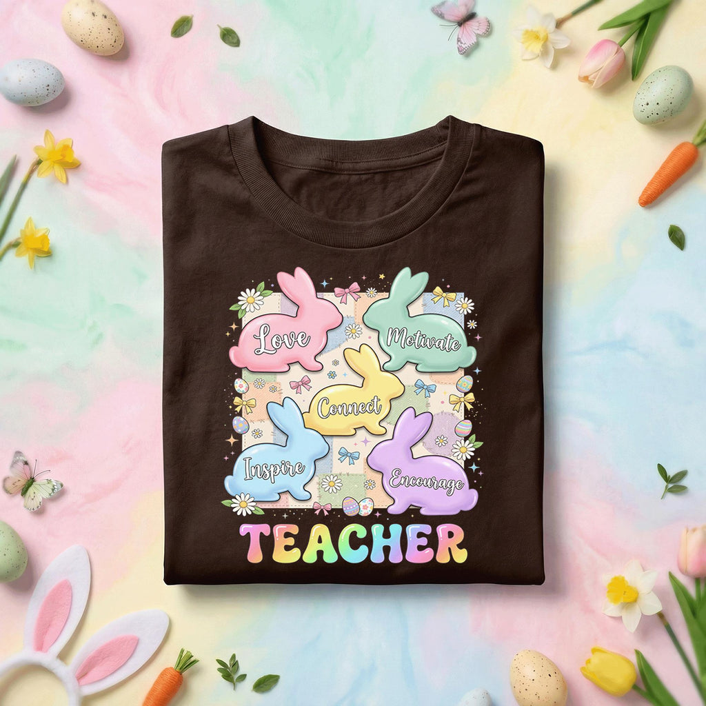 Teacher Easter Bunny Shirt Inspirational Teacher Gift Cute Spring Teacher Tee Love Inspire Motivate Encourage Teacher Shirt