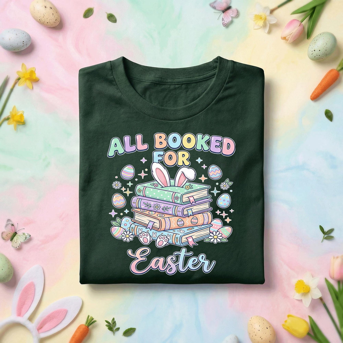 All Booked For Easter Shirt Cute Easter Reading Shirt Bunny Book Lover Tee Librarian Easter Shirt Teacher Spring Reading Shirt