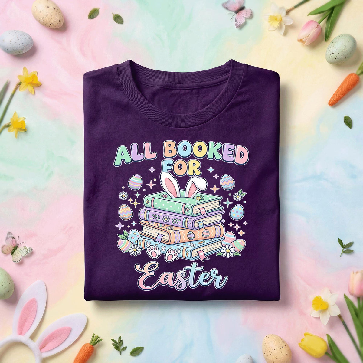 All Booked For Easter Shirt Cute Easter Reading Shirt Bunny Book Lover Tee Librarian Easter Shirt Teacher Spring Reading Shirt