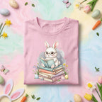 Cute Reading Bunny Easter Shirt Book Lover Bunny Shirt Spring Reading Teacher Tee Librarian Easter Gift Bunny Bookwor...