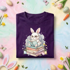 Cute Reading Bunny Easter Shirt Book Lover Bunny Shirt Spring Reading Teacher Tee Librarian Easter Gift Bunny Bookworm Shirt