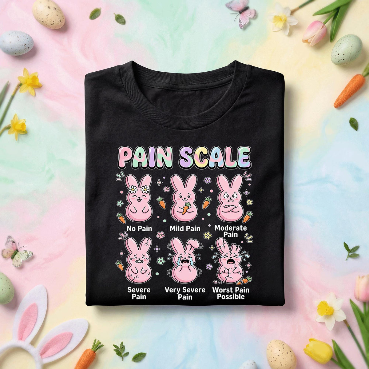 Pain Scale Bunny Nurse Shirt Funny Easter Bunny Tee Cute Bunny Pain Scale Shirt Spring Humor Nurse Gift Easter Nurse Shirt