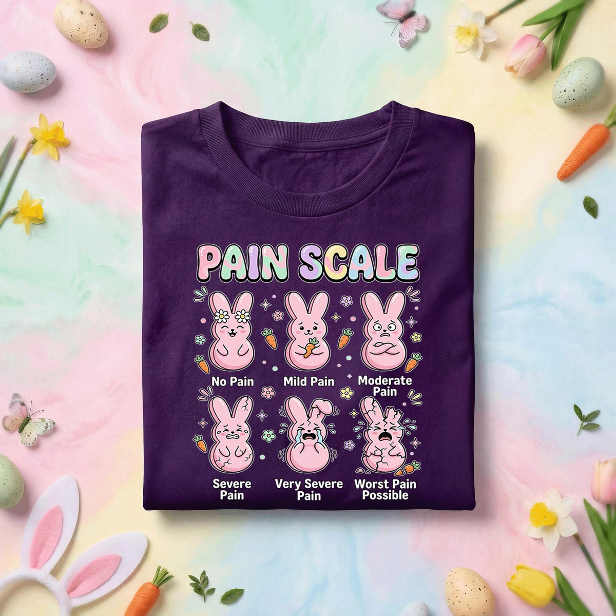 Pain Scale Bunny Nurse Shirt Funny Easter Bunny Tee Cute Bunny Pain Scale Shirt Spring Humor Nurse Gift Easter Nurse Shirt