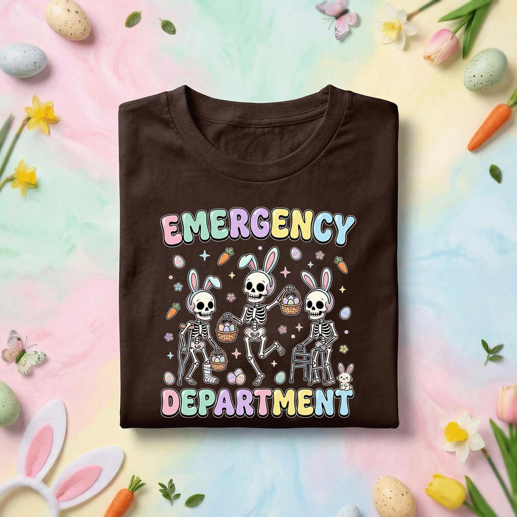 Emergency Department Skeleton Bunny Shirt Funny ER Nurse Easter Shirt Dark Humor Medical Worker Easter Bunny Skeleton...