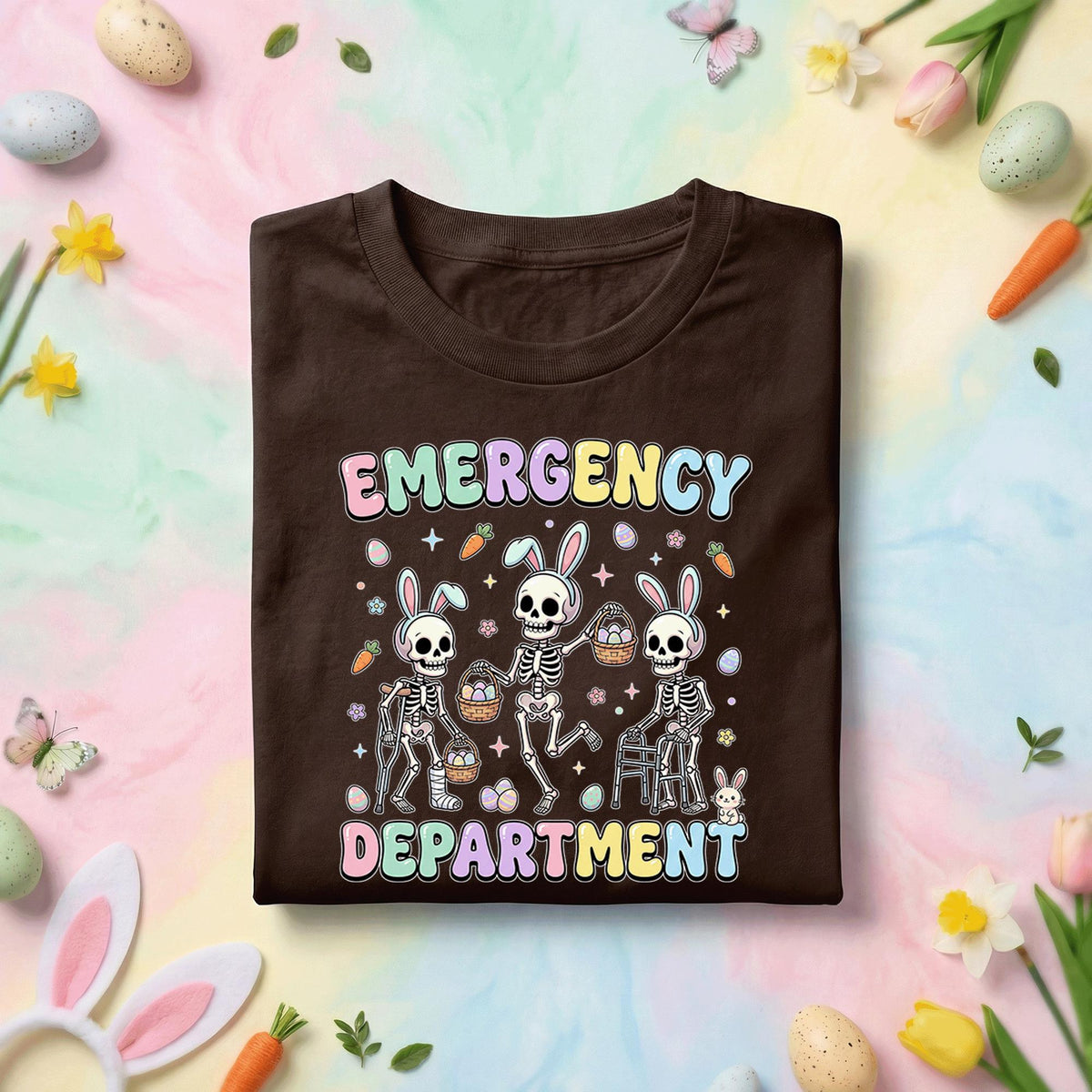 Emergency Department Skeleton Bunny Shirt Funny ER Nurse Easter Shirt Dark Humor Medical Worker Easter Bunny Skeleton...