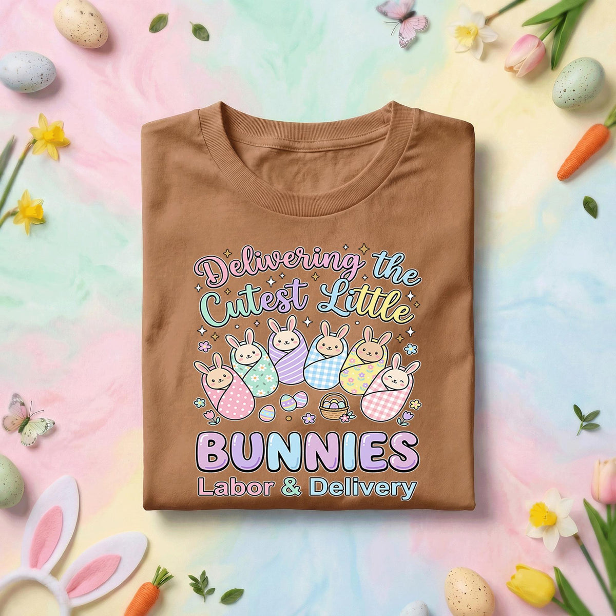 Labor and Delivery Nurse Easter Shirt Delivering the Cutest Little Bunnies Shirt L&D Nurse Easter Tee OB Nurse Spring Gift