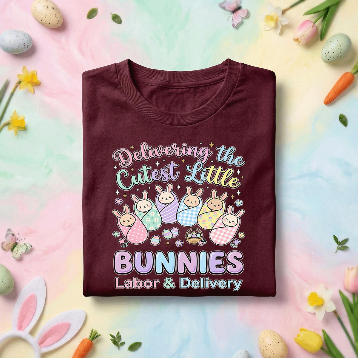 Labor and Delivery Nurse Easter Shirt Delivering the Cutest Little Bunnies Shirt L&D Nurse Easter Tee OB Nurse Spring Gift