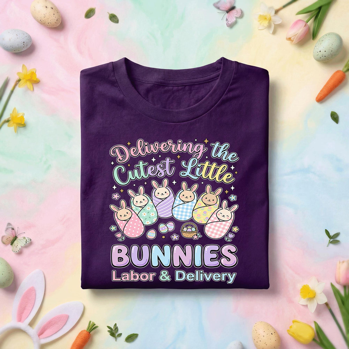 Labor and Delivery Nurse Easter Shirt Delivering the Cutest Little Bunnies Shirt L&D Nurse Easter Tee OB Nurse Spring Gift