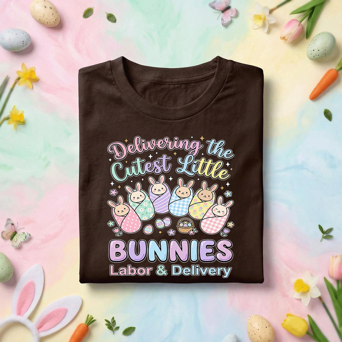 Labor and Delivery Nurse Easter Shirt Delivering the Cutest Little Bunnies Shirt L&D Nurse Easter Tee OB Nurse Spring Gift