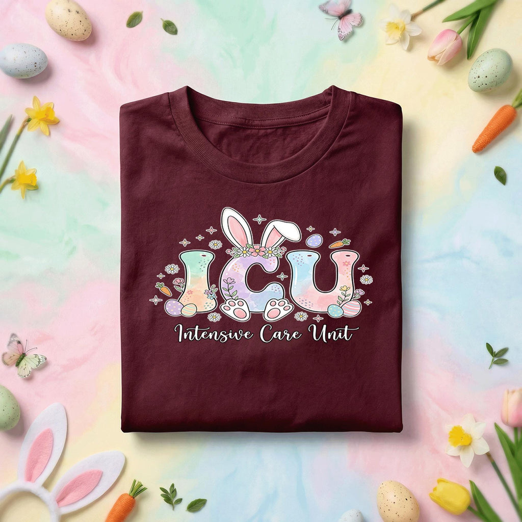 ICU Nurse Easter Shirt Cute ICU Bunny Nurse Tee Intensive Care Unit Nurse Shirt Easter Healthcare Worker Shirt