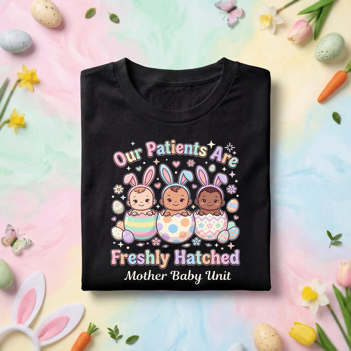 Mother Baby Unit Easter Shirt Freshly Hatched Babies Shirt NICU Nurse Easter Shirt Cute Baby Bunny Shirt