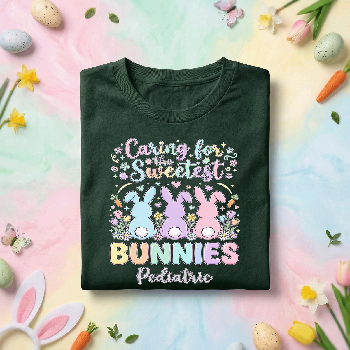 Pediatrics Nurse Easter Shirt Caring for the Sweetest Bunnies Pediatric Nurse Gift Easter Bunny Shirt