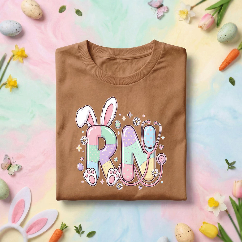 RN Easter Shirt Cute Nurse Bunny Shirt Pastel RN Nurse Gift Spring Stethoscope Tee