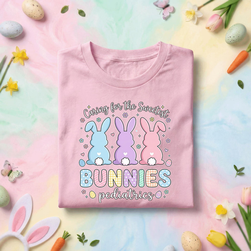 Pediatrics Nurse Easter Shirt Caring for the Sweetest Bunnies Pediatric Nurse Bunny Shirt Cute Easter Pediatric Nurse Gift Tee