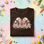 Pastel Mama Easter Bunny Shirt, Cute Spring Mom Graphic Tee, Knit Pattern Bunny Ears, Easter Egg & Bee Mother's Day Gift Top