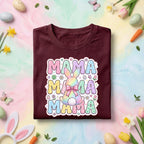 Pastel Mama Easter Bunny Shirt, Cute Spring Mom Graphic Tee, Rainbow Bunny & Easter Egg Mother's Day Gift Top