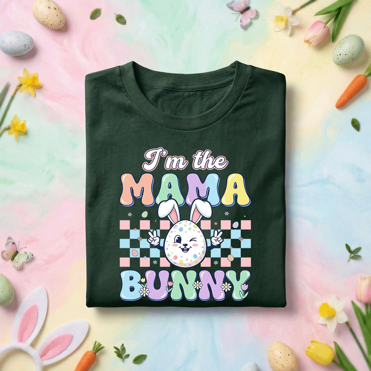 I'm the Mama Bunny Easter Shirt, Cute Pastel Bunny Mom Easter Tee, Spring Holiday Mother's Day Gift Top