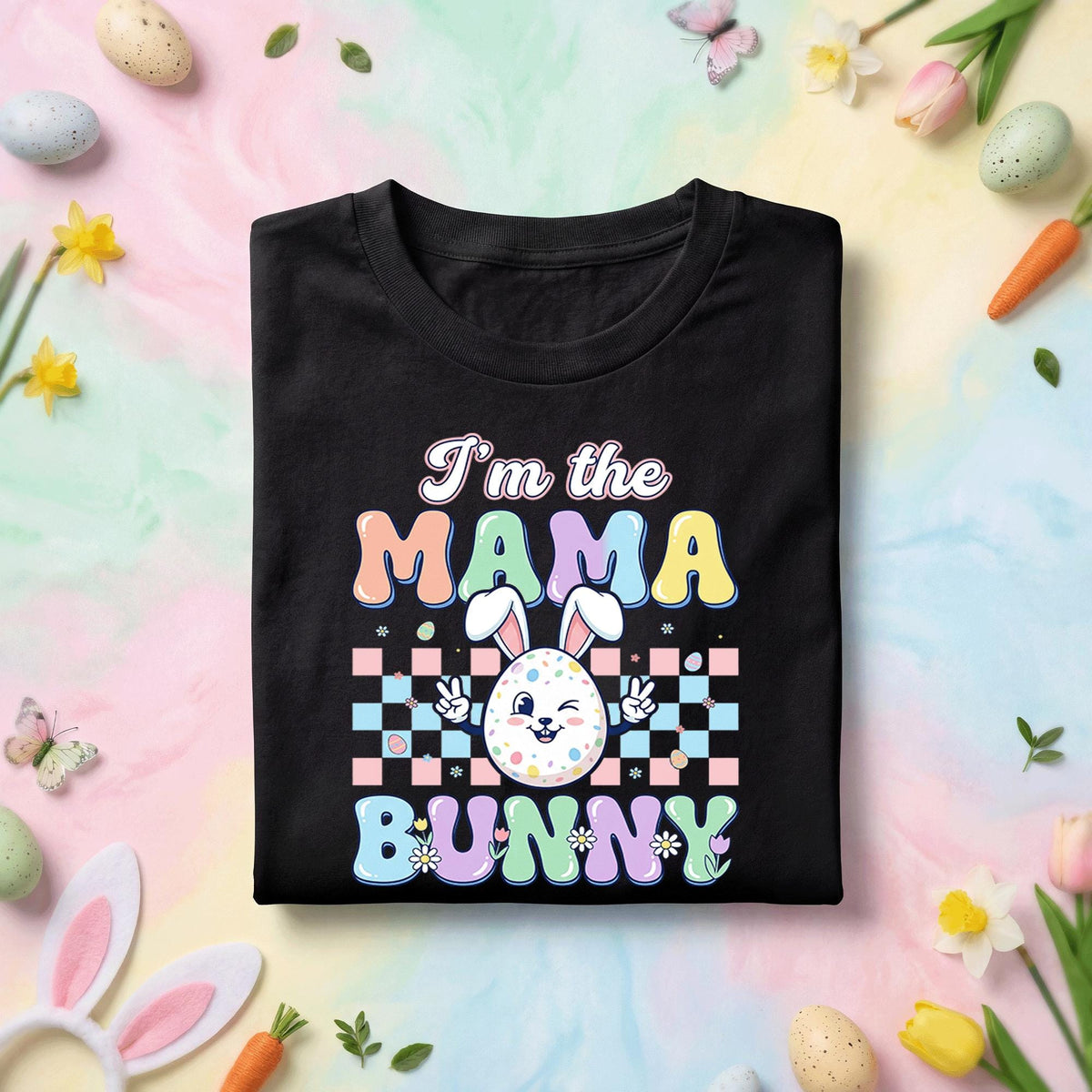 I'm the Mama Bunny Easter Shirt, Cute Pastel Bunny Mom Easter Tee