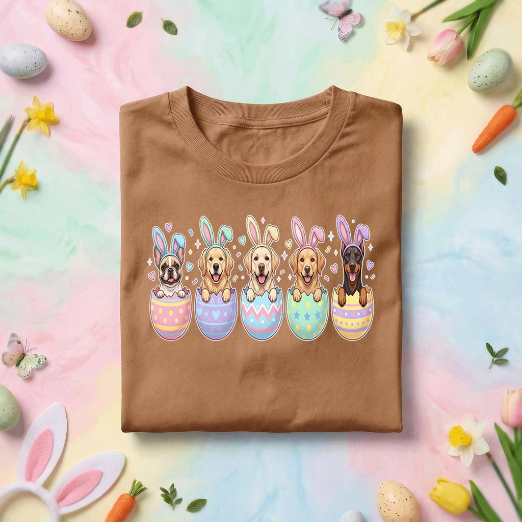 Easter Puppies in Eggs Shirt, Cute Bunny Dogs Easter Tee, Pastel Spring Dog Lover Holiday Shirt
