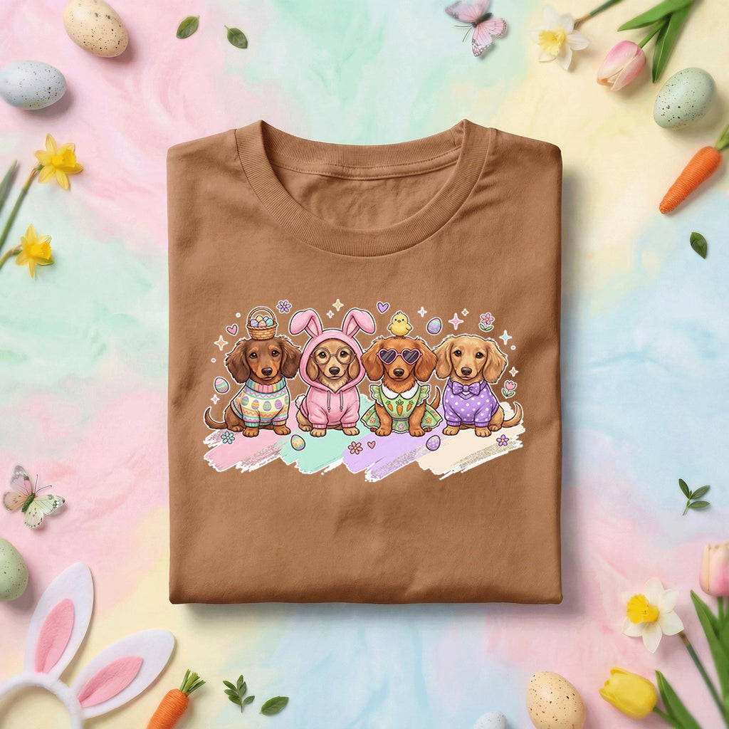 Dachshund Easter Dogs Shirt, Cute Dachshund Puppy Bunny Outfit Tee, Pastel Spring Holiday Dog Lover Top