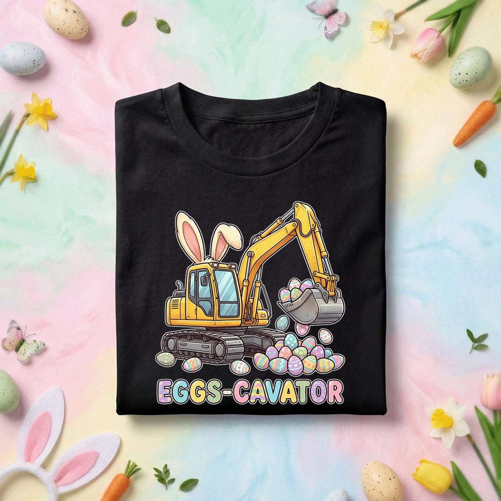 Easter Eggs-cavator Shirt Youth boys Kids, Cute Construction Bunny Excavator Tee