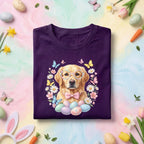 Easter Golden Retriever Shirt, Cute Spring Dog Easter Tee, Pastel Flowers and Eggs Holiday Top