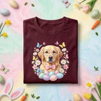 Easter Golden Retriever Shirt, Cute Spring Dog Easter Tee, Pastel Flowers and Eggs Holiday Top