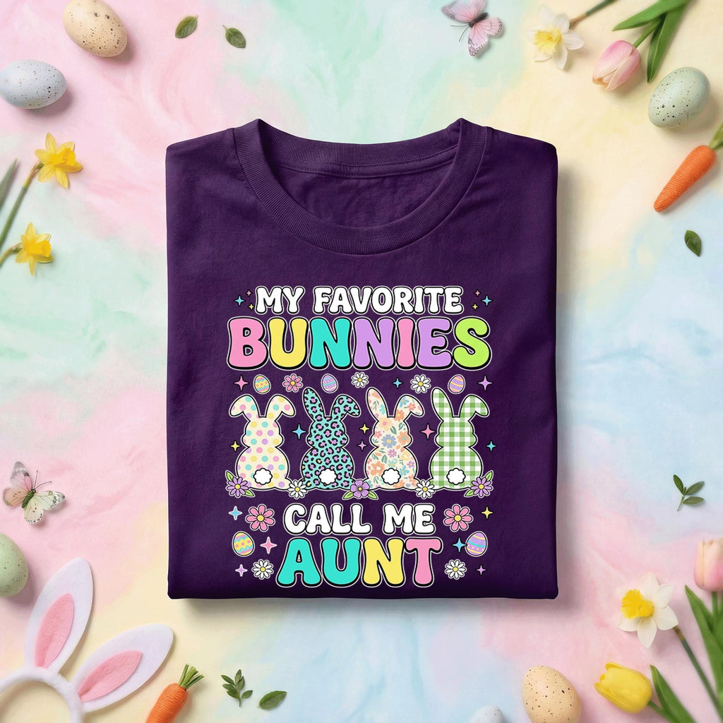 My Favorite Bunnies Call Me Aunt Shirt, Cute Easter Bunny Aunt Tee, Pastel Spring Holiday Top