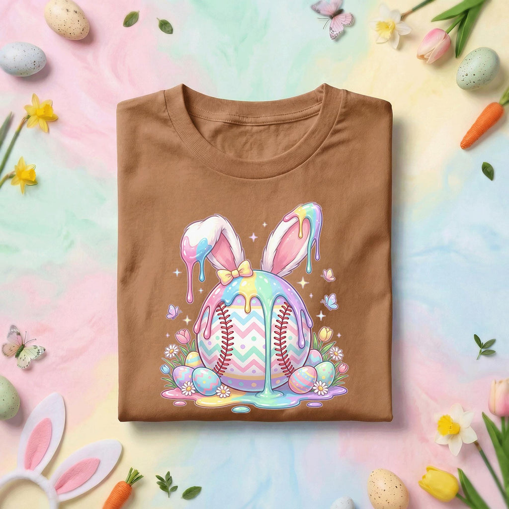 Happy Easter Day Shirt Youth Boys, Kids Baseball Drip Ice Cream Shirt, Dripping Baseball Easter Day Apparel