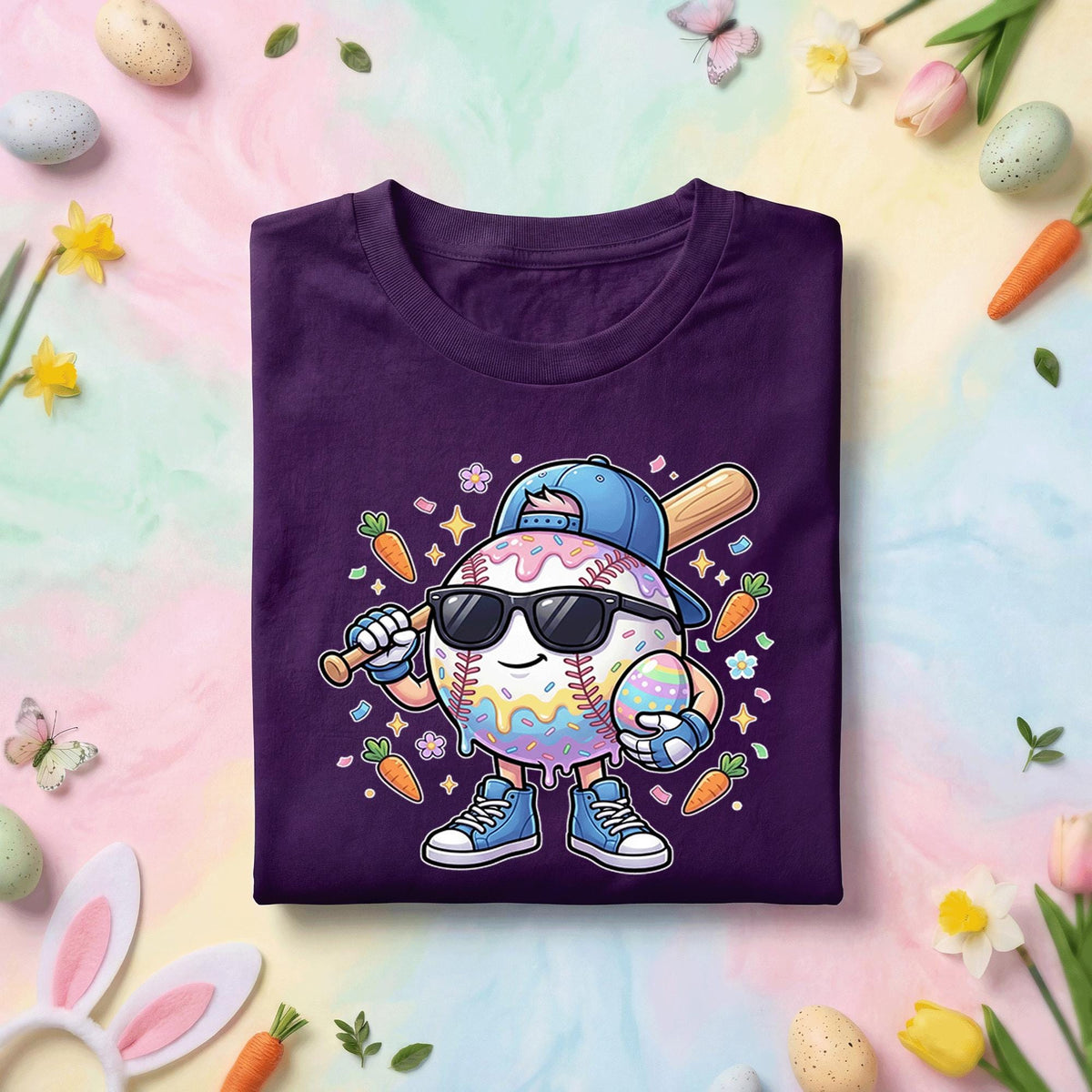 Happy Easter Day Shirt Youth Boys, Kids Baseball Drip Ice Cream Shirt, Dripping Baseball Easter Day, Easter Baseball Egg Character Tee