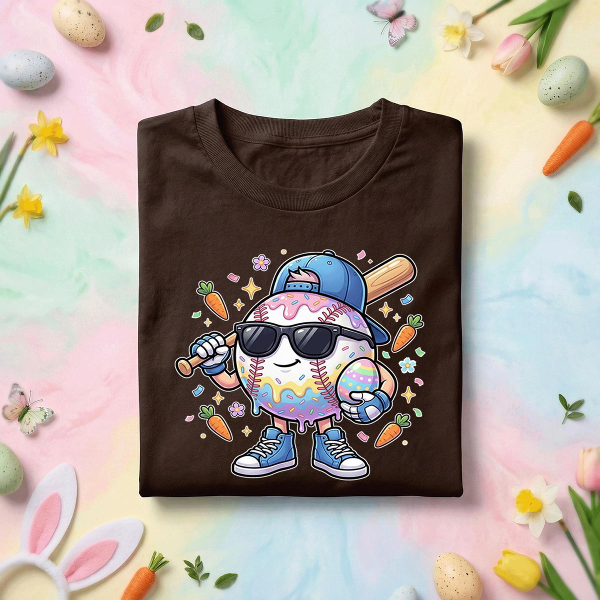 Happy Easter Day Shirt Youth Boys, Kids Baseball Drip Ice Cream Shirt, Dripping Baseball Easter Day, Easter Baseball Egg Character Tee