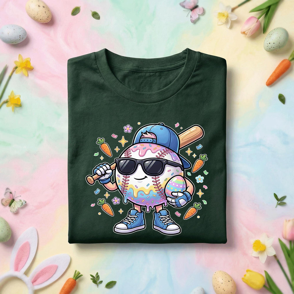 Happy Easter Day Shirt Youth Boys, Kids Baseball Drip Ice Cream Shirt, Dripping Baseball Easter Day, Easter Baseball Egg Character Tee
