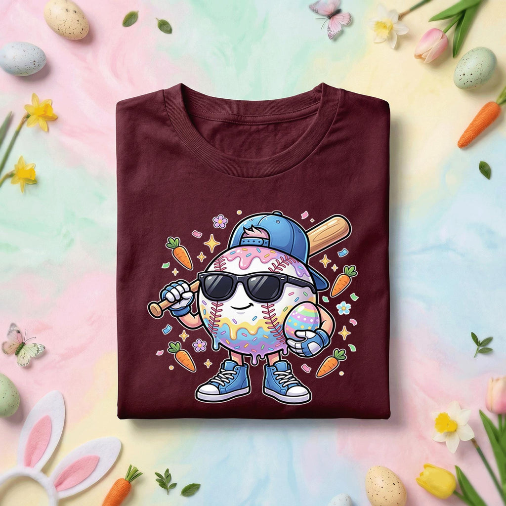 Happy Easter Day Shirt Youth Boys, Kids Baseball Drip Ice Cream Shirt, Dripping Baseball Easter Day, Easter Baseball Egg Character Tee