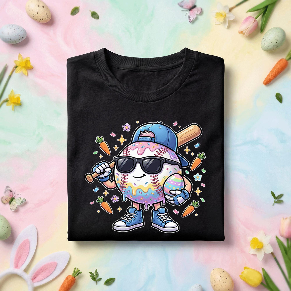 Happy Easter Day Shirt Youth Boys, Kids Baseball Drip Ice Cream Shirt