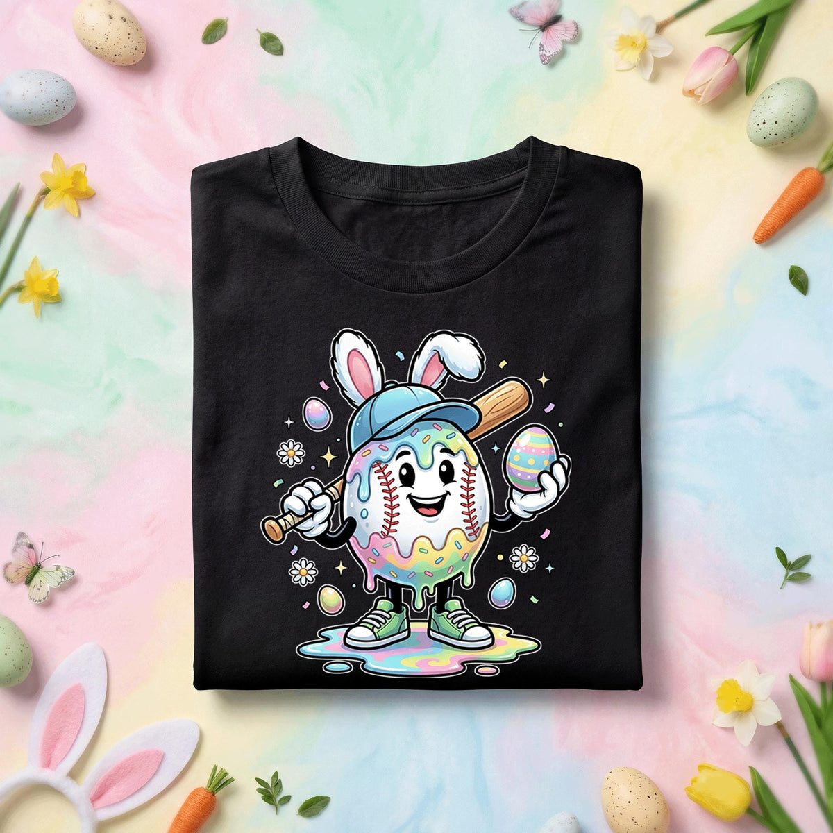 Happy Easter Day Shirt Youth Boys, Kids Baseball Drip Ice Cream Shirt