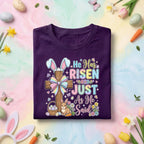He Has Risen Just As He Said Easter Shirt with Cross, Bunny, Flowers and Bible Inspired Spring Tee