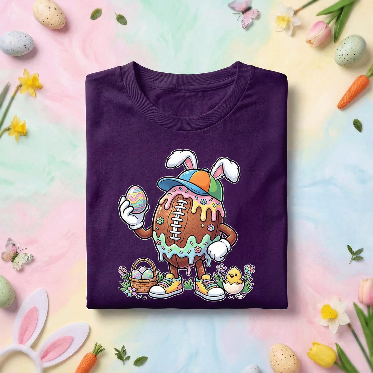Happy Easter Day Shirt Youth Boys, Kids Football Drip Ice Cream Shirt, Dripping Football Easter Day Apparel