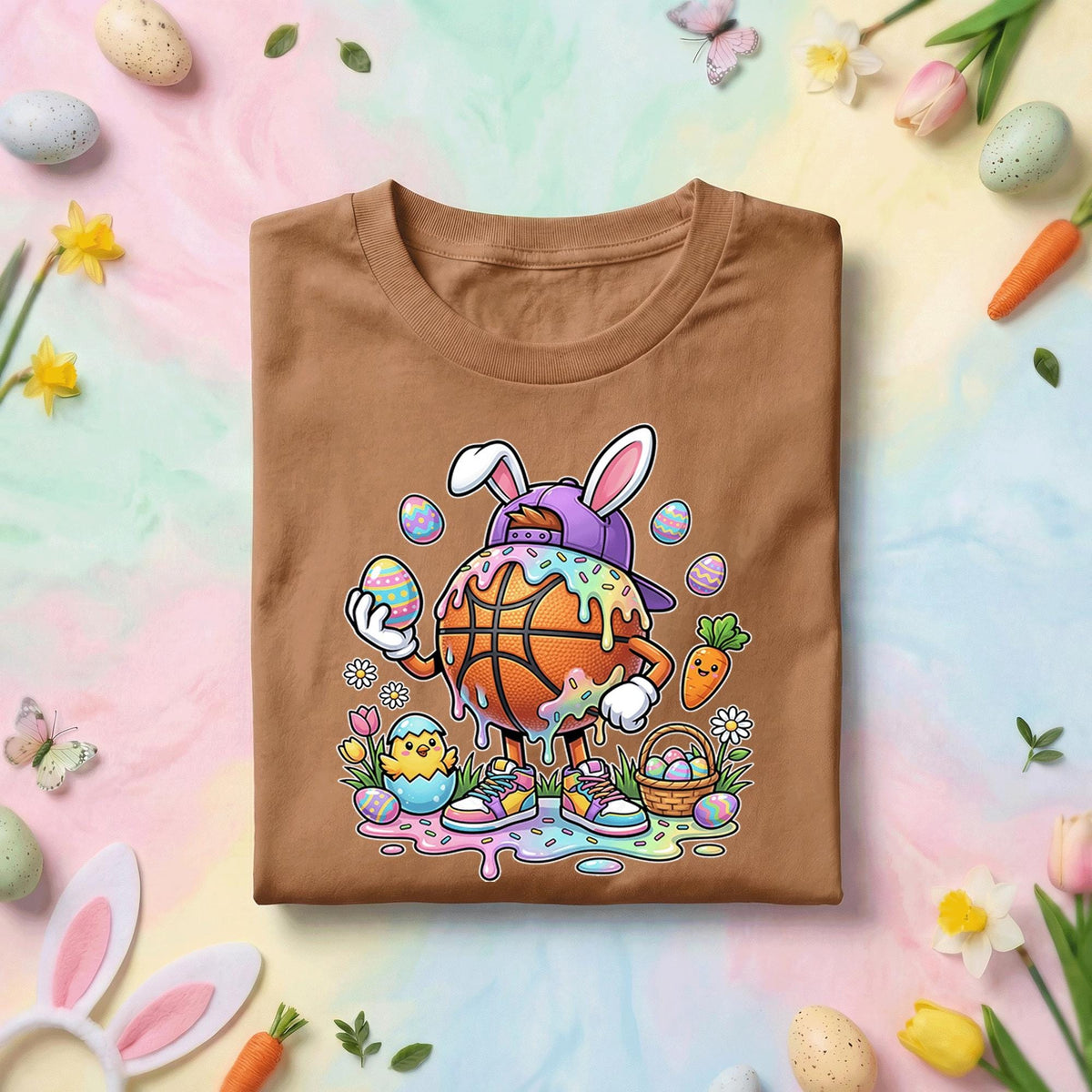 Happy Easter Day Shirt Youth Boys, Kids Basketball Drip Ice Cream Shirt, Dripping Basketball Easter Day Apparel