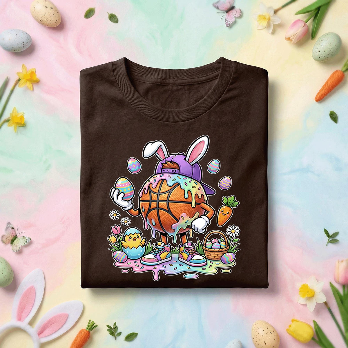 Happy Easter Day Shirt Youth Boys, Kids Basketball Drip Ice Cream Shirt, Dripping Basketball Easter Day Apparel