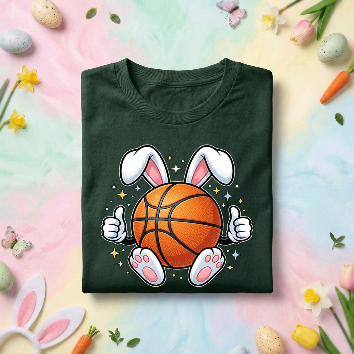 Easter Basketball Bunny Shirt Kids Men Boys Girls, Easter Bunny with Basketball Tee, Fun Spring Sports Shirt, Bunny Ears & Ball Tee