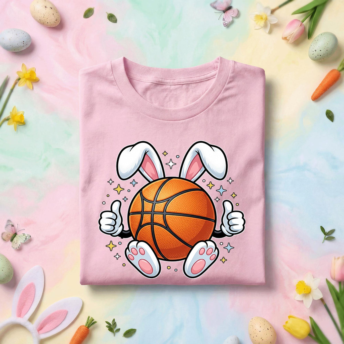 Easter Basketball Bunny Shirt Kids Men Boys Girls, Easter Bunny with Basketball Tee, Fun Spring Sports Shirt, Bunny Ears & Ball Tee