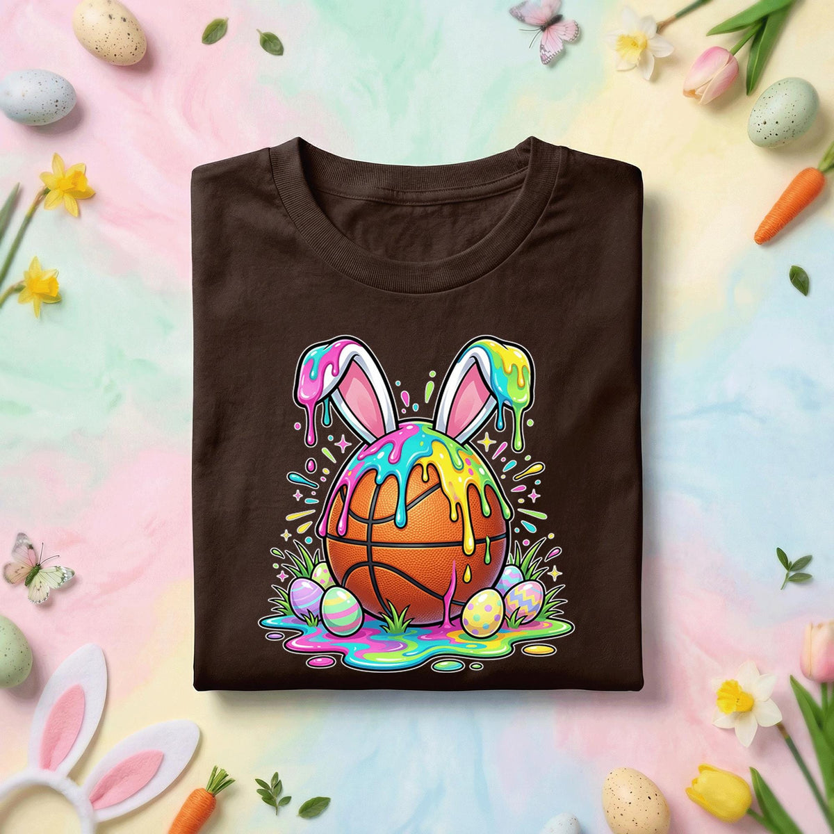 Happy Easter Day Shirt Youth Boys, Kids Basketball Drip Ice Cream Shirt, Dripping Basketball Easter Day Apparel