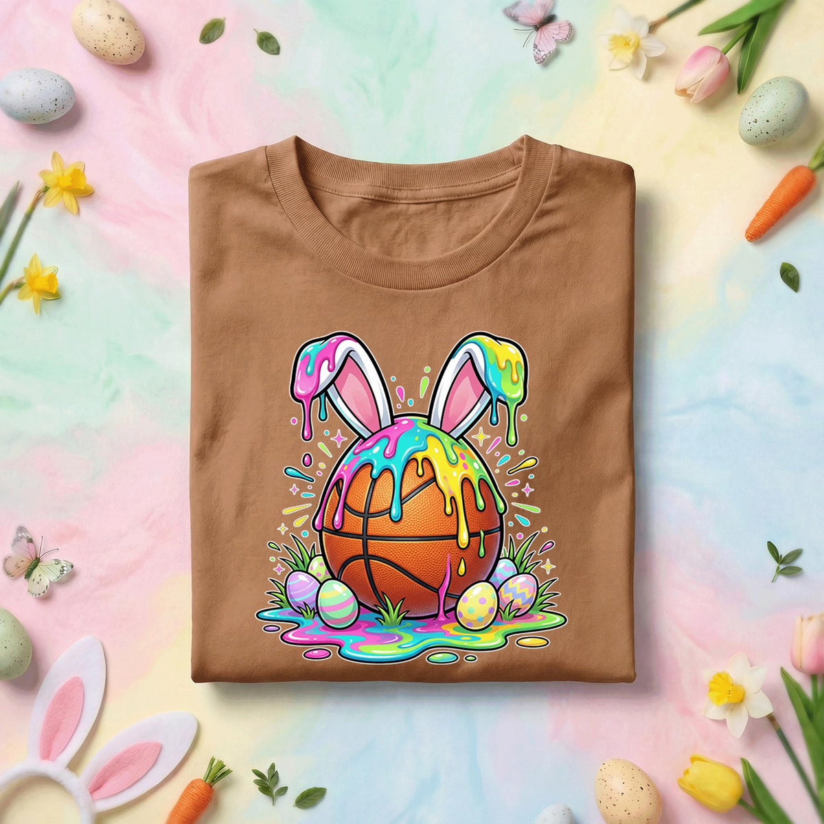 Happy Easter Day Shirt Youth Boys, Kids Basketball Drip Ice Cream Shirt, Dripping Basketball Easter Day Apparel