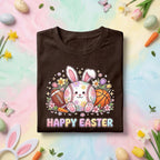 Happy Easter Sports Bunny Shirt, Cute Bunny with Baseball, Football, and Basketball, Fun Spring Easter Tee