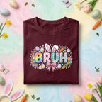 Bruh Easter Bunny Shirt Youth Boys Kids Men, Funny Easter Tee, Rainbow “Bruh” with Bunny Ears and Easter Eggs, Cute Spring Shirt