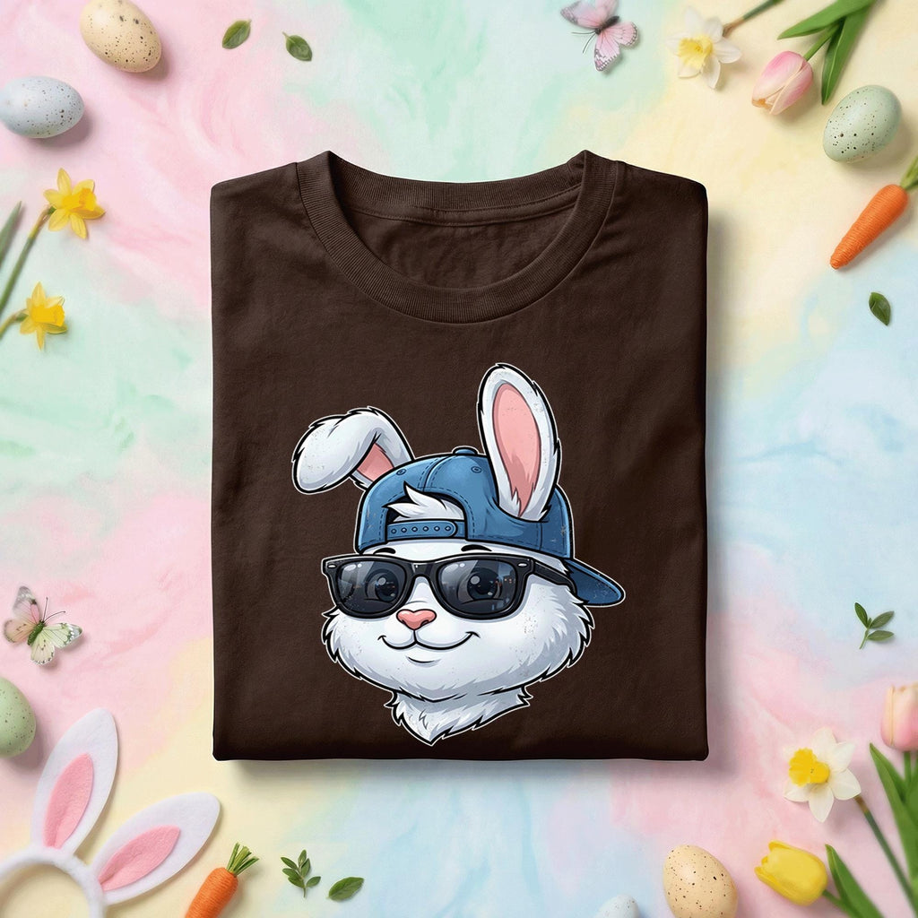 Cool Easter Bunny Shirt Youth Boys Kids Men, Bunny with Sunglasses and Cap, Trendy Easter Tee, Fun Spring Shirt