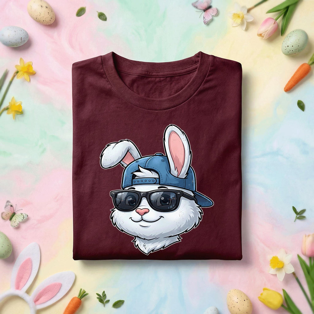 Cool Easter Bunny Shirt Youth Boys Kids Men, Bunny with Sunglasses and Cap, Trendy Easter Tee, Fun Spring Shirt