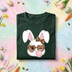 Stylish Easter Bunny Shirt Girls, Women Bunny with Leopard Sunglasses and Bow, Fun Spring Tee, Cute Easter Shirt